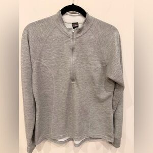 L.L.Bean Gray Quarter Zip Pullover Womens M Lightweight Performance Top Made USA